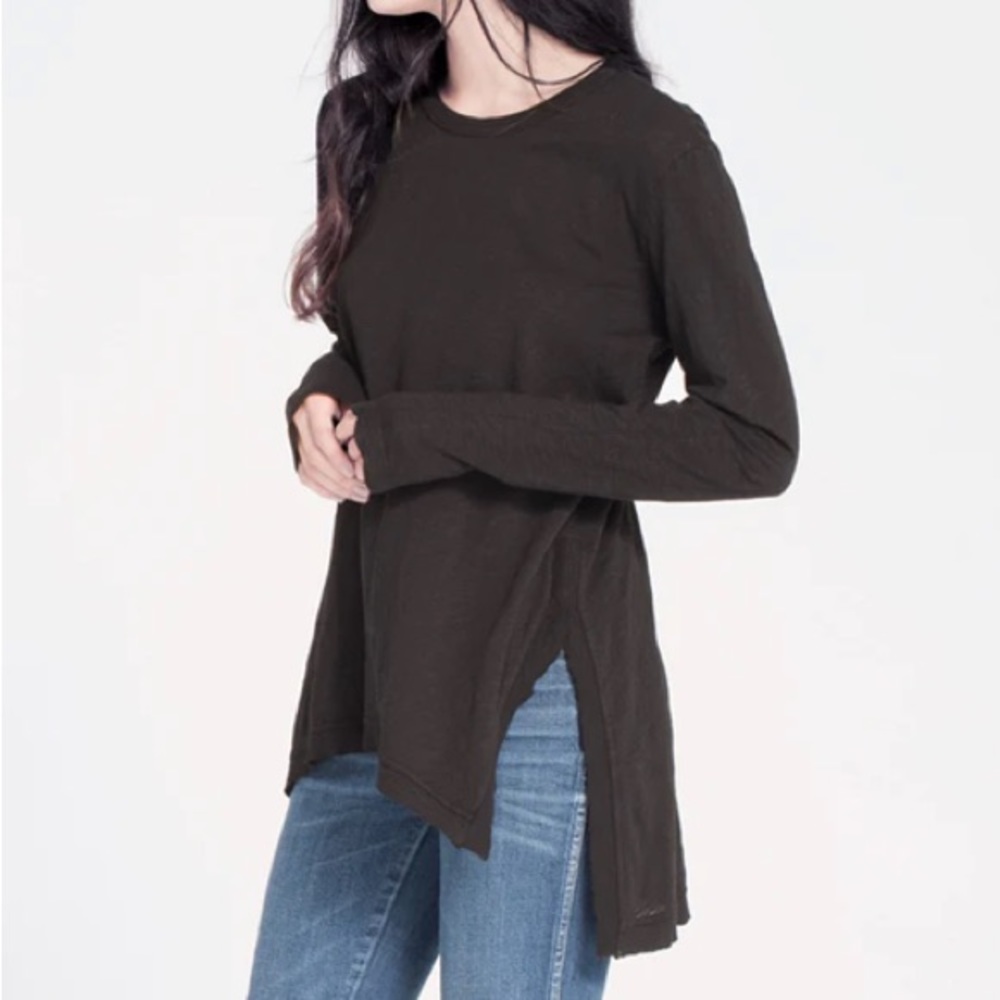 Wilt Asymmetrical Knit TunicTop Women’s Size M Scoop Neck Long Sleeves Black - Picture 2 of 10